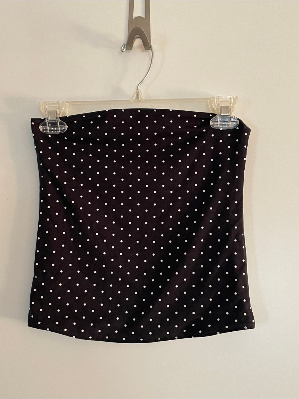 REVERSIBLE Black/White or White/Black Polka Dot Tube Top Double Lined Cropped